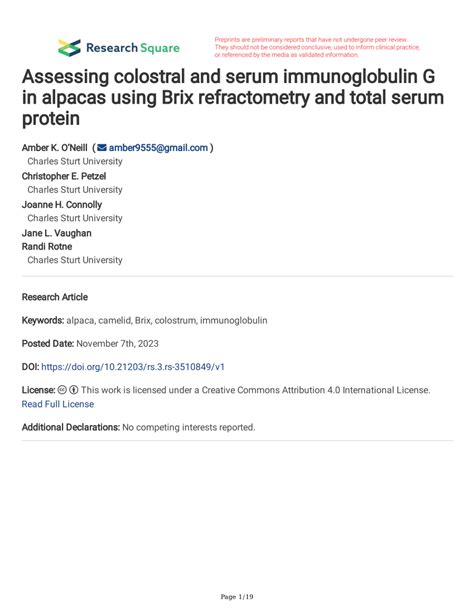 Assessing colostral and serum immunoglobulin G in alpacas 